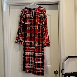Plaid bodycon bell sleve dress